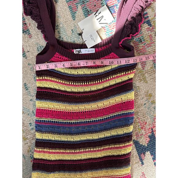 Women's Zara Special Edition Crochet Knit Striped Maxi Dress NWT New Small - Picture 6 of 7
